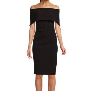 NWT Off-the-Shoulder Short Sleeve Fold Over Ruched Waist Sheath Dress